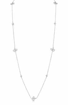 JARDIN Cubic Zirconia Lily Station Chain Necklace