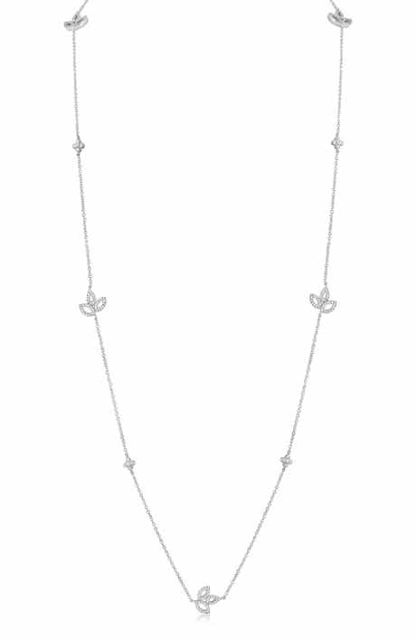 JARDIN Cubic Zirconia Lily Station Chain Necklace