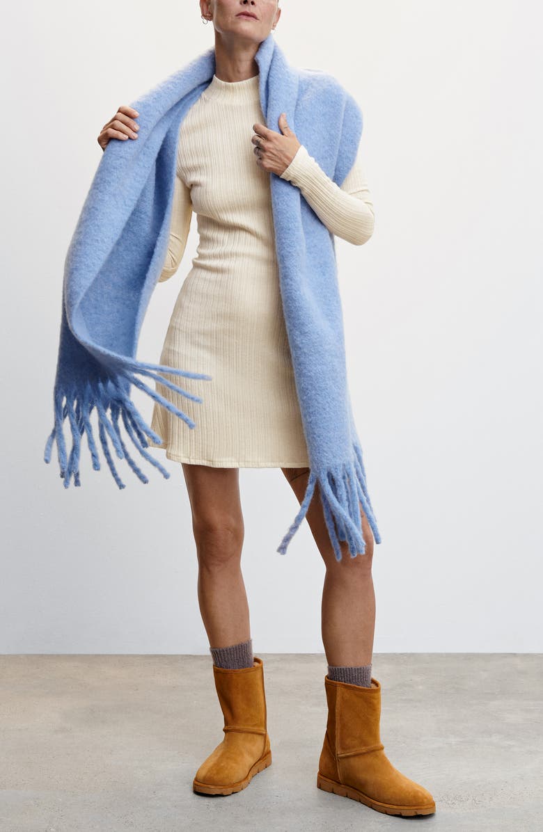 MANGO Textured Stripe Long Sleeve Knit Dress, Alternate, color, 