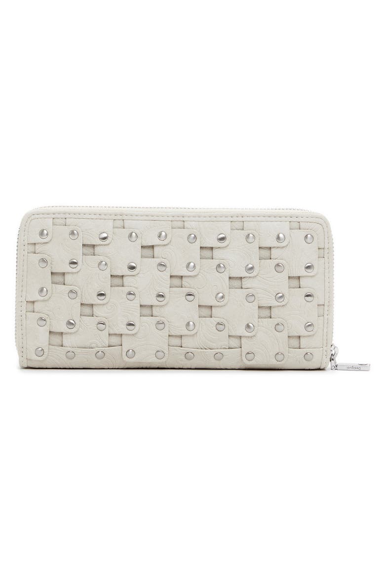 Embossed Faux Leather Long Wallet, Alternate, color, LIGHT GRAY
