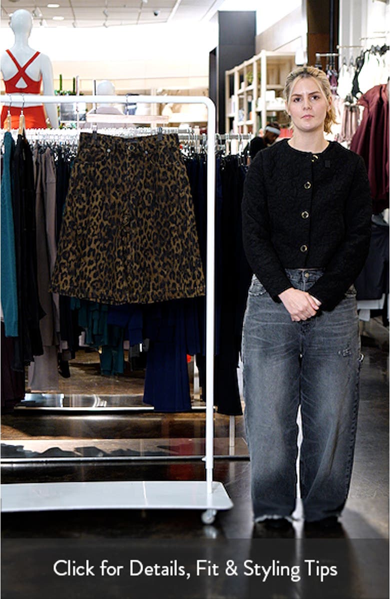 Louie Leopard Long Denim Shorts, sales video thumbnail