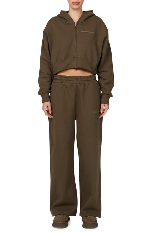 Good For Nothing Vintage  Tonal Crop Zip Hoodie In Brown