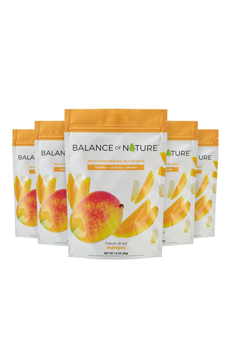 Balance of Nature Freeze Dried Mango Slices Real Fruit Snack Five Pack, Main, color, NO COLOR
