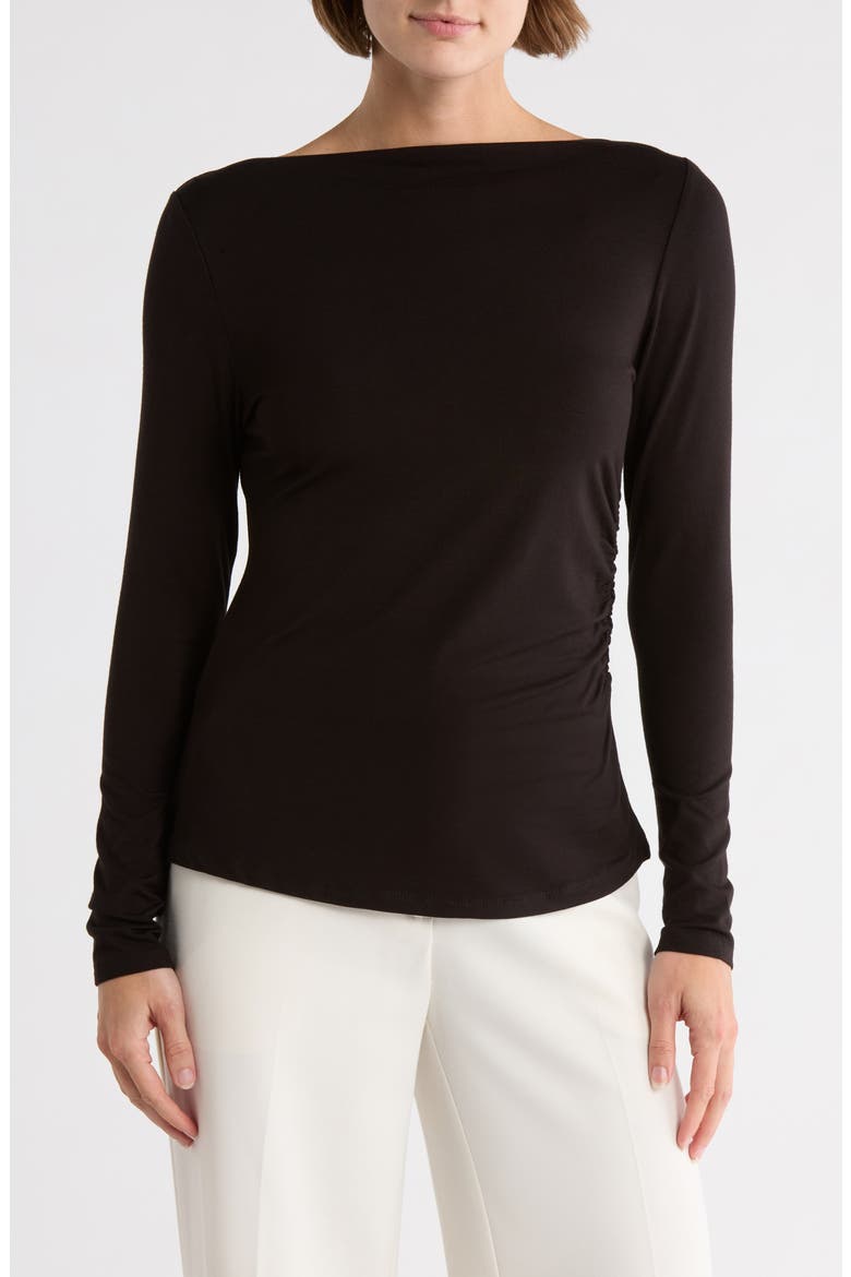 Bateau Neck Top, Main, color, BLACK