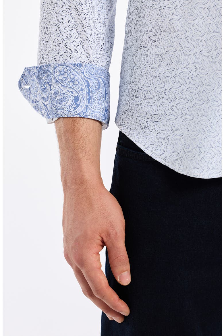 Asterisk Knit Button-Up Shirt, Alternate, color, BLUE MULTI