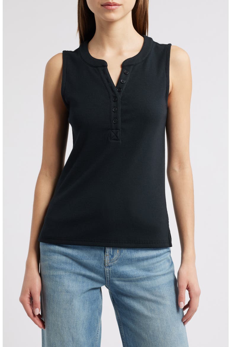 Mayla Rib Henley Tank, Main, color, BLACK