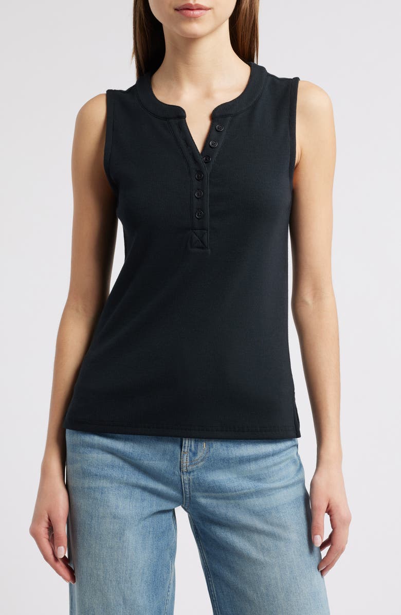 Rails Mayla Rib Henley Tank, Main, color, Black