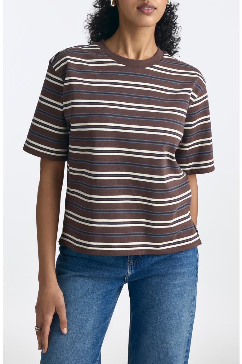 Stripe Cotton Jersey T-Shirt, Main, color, CHOCOLATE MARTINI ST