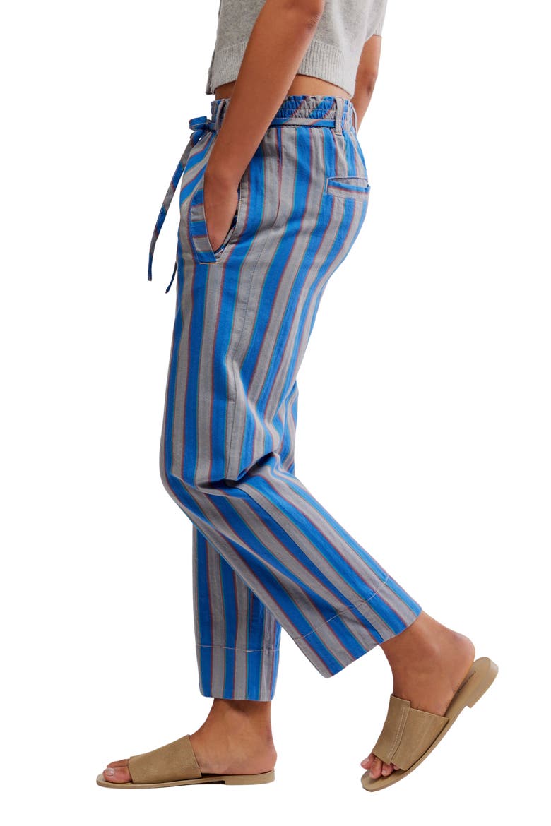 Marielle Stripe Cotton Drawstring Pants, Alternate, color, SAPPHIRE COMBO