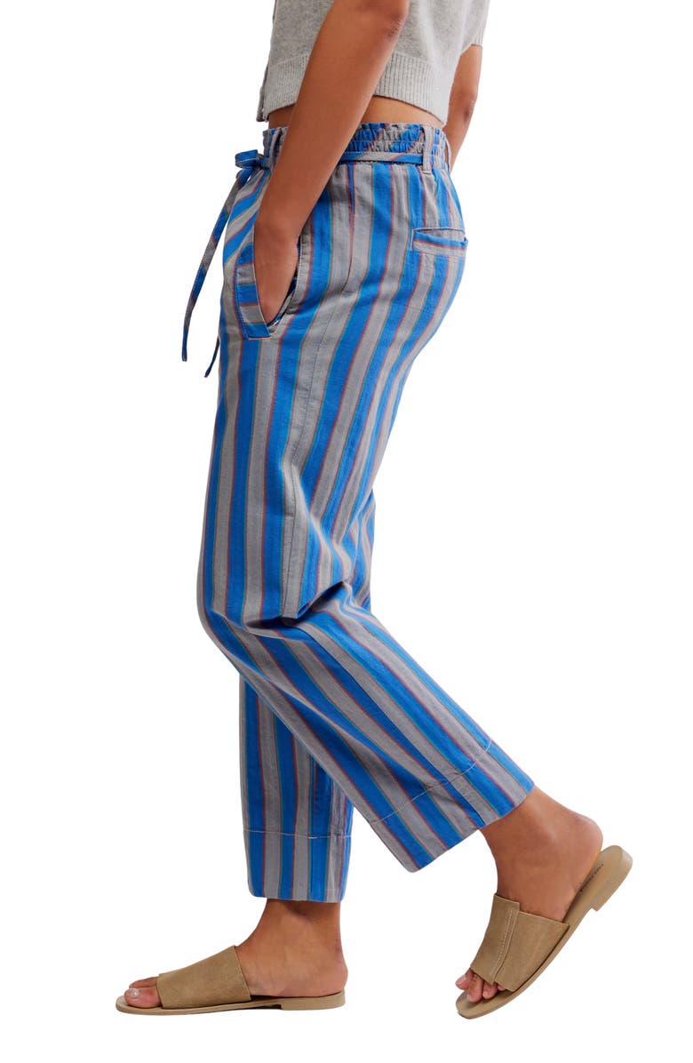 Free People Marielle Stripe Cotton Drawstring Pants, Alternate, color, Sapphire Combo