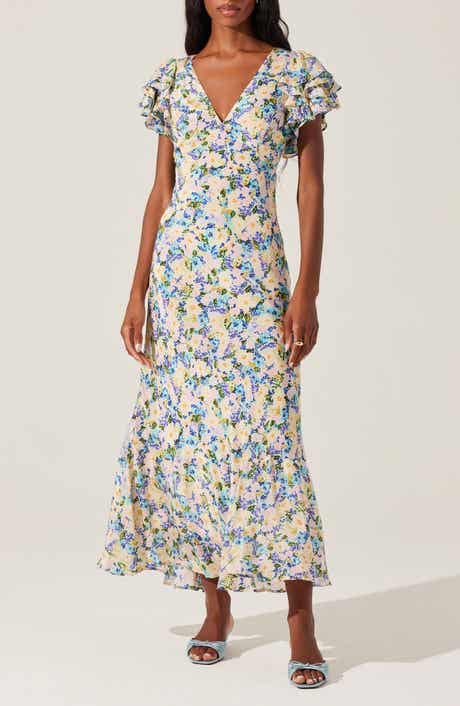 ASTR the Label Celestine Floral Flutter Sleeve Maxi Dress
