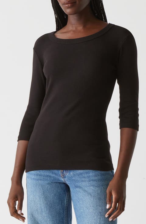 Dot Basic Three-Quarter Sleeve Crewneck T-Shirt