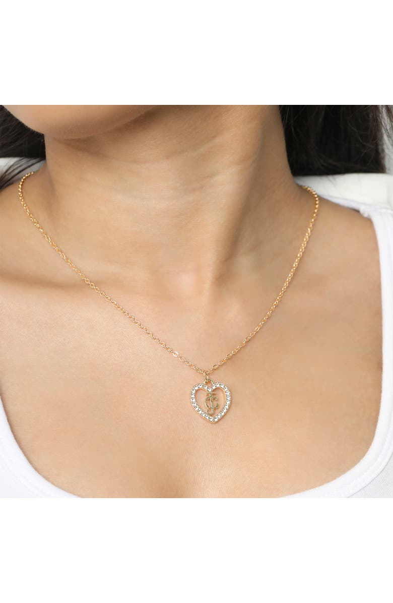 Juicy Couture Gold-Tone Pavé Heart Necklace & Stud Earrings Set, Alternate, color, 710