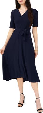 Chaus V-Neck Belted Midi Dress
