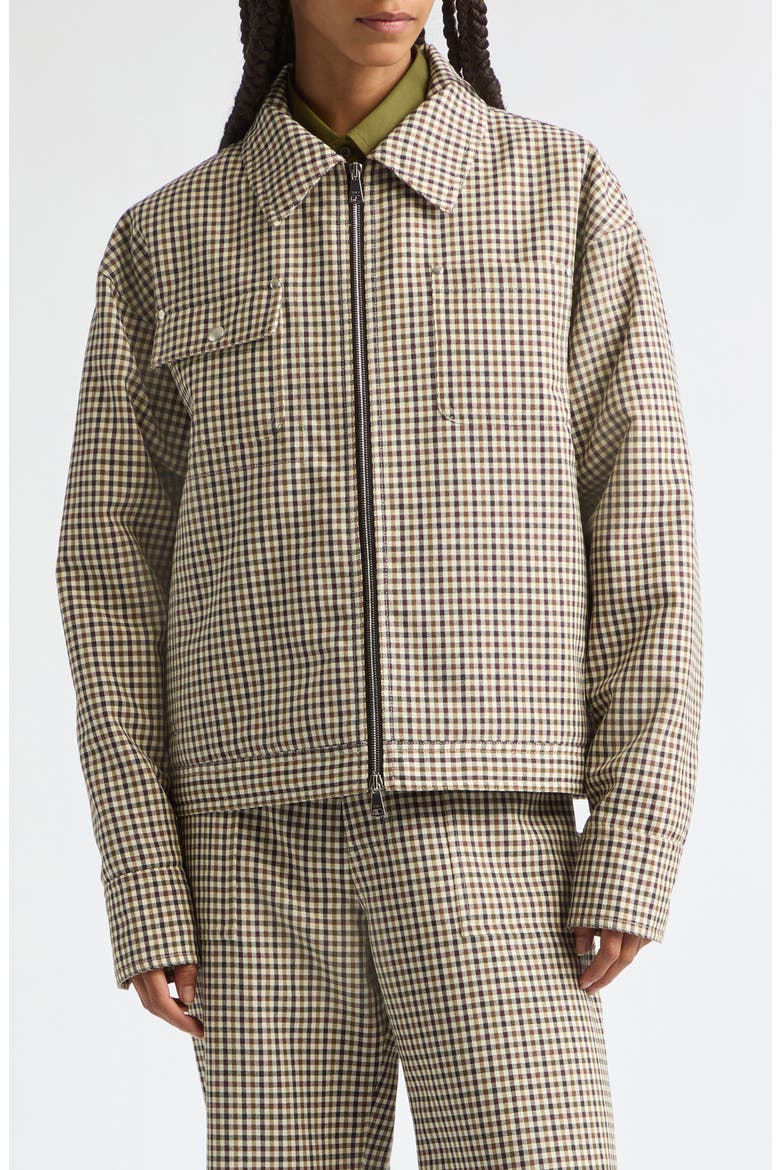 Check Wool Blend Jacket, Main, color, BLACK/ CREAM CHECK