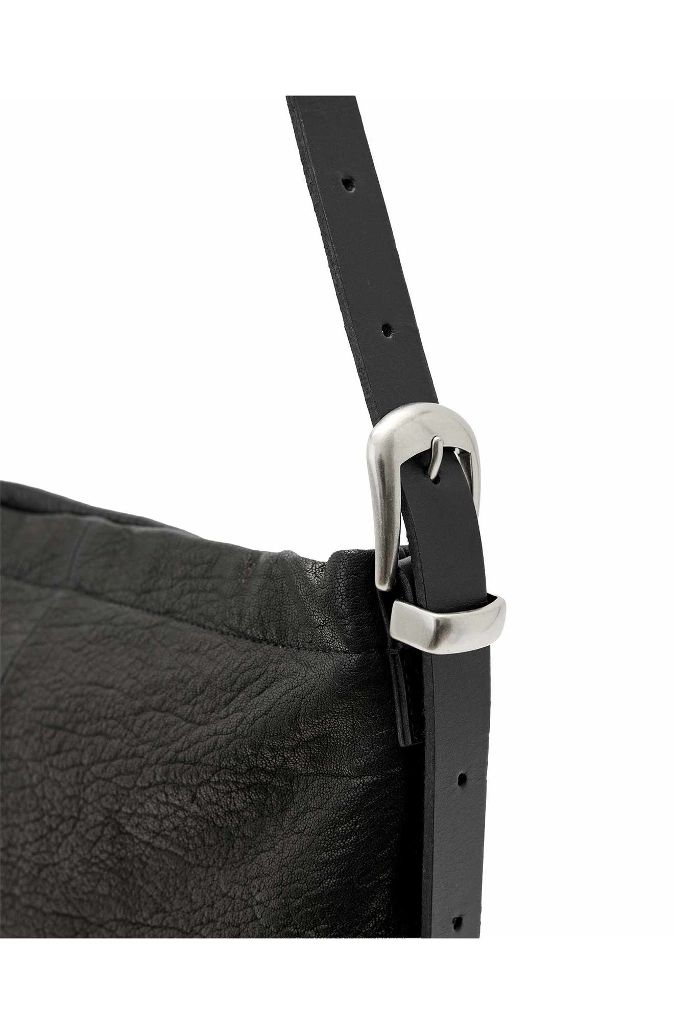 AllSaints Haven Leather Crossbody Bag, Alternate, color, Black