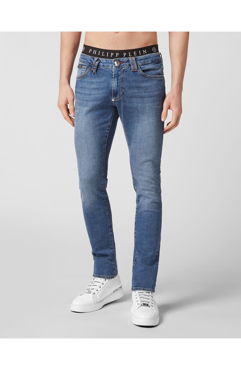 PHILIPP PLEIN Denim Trousers Slim Fit Basic Men, Main, color, Royalty
