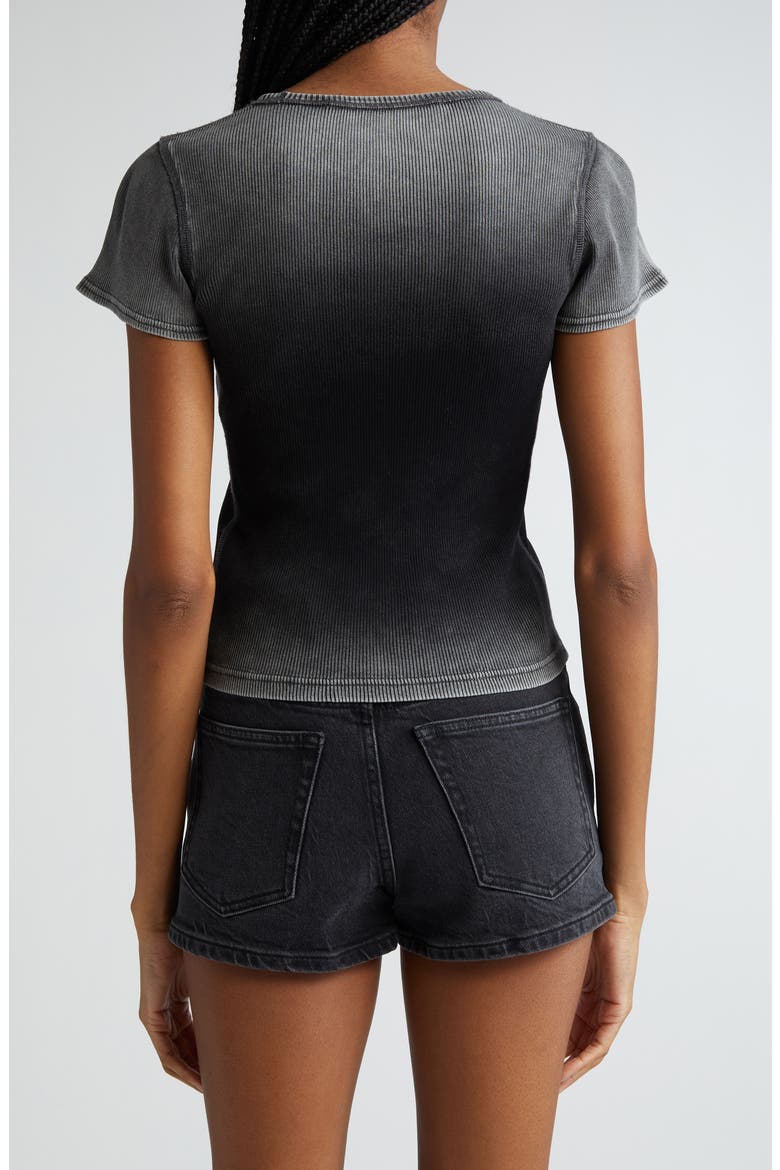 Ombré Hotfix Cursive Logo Rib T-Shirt, Alternate, color, WASHED ASH