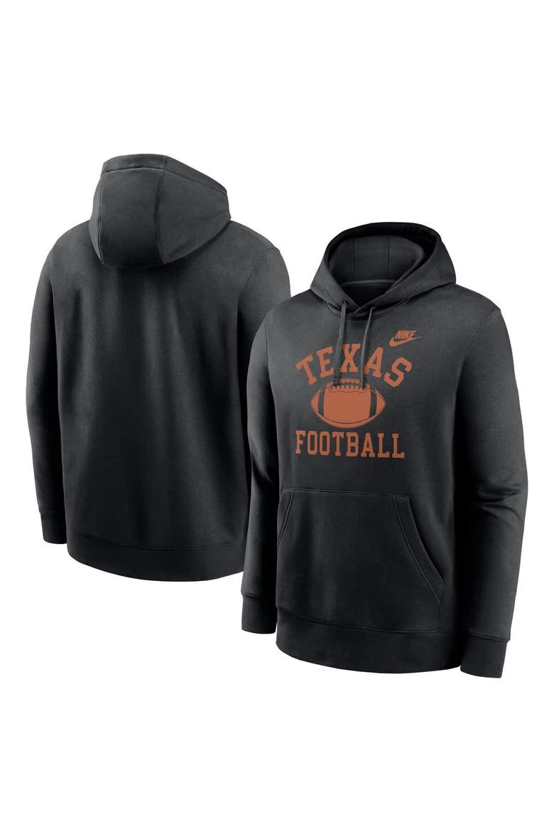Men's Nike Black Texas Longhorns Legacy Football Icon Club Fleece Pullover Hoodie, Main, color, Black