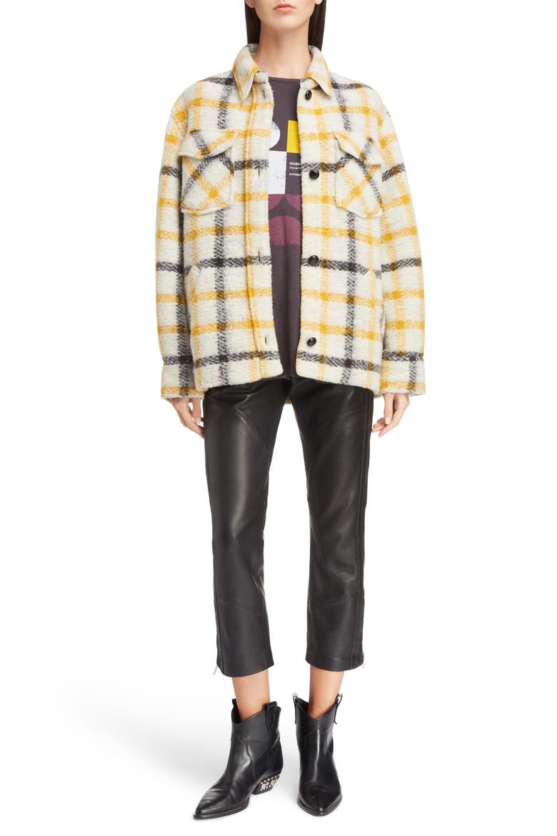 Gast Check Wool Blend Jacket, Alternate, color, ECRU/ YELLOW