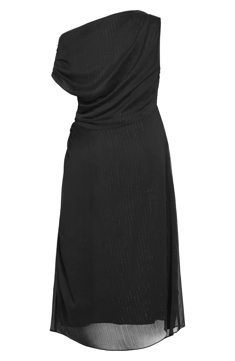 City Chic VIvid One-Shoulder Maxi Dress, Alternate, color, Metallic Black