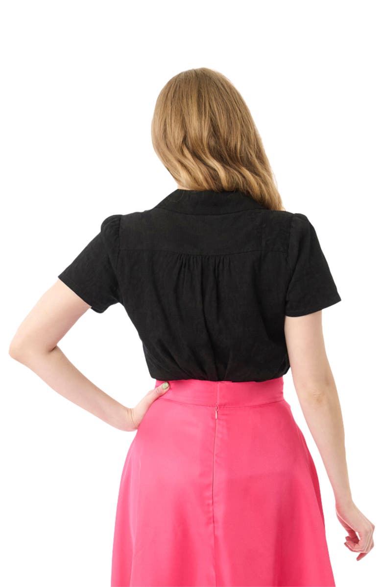 Unique Vintage 1940s Notched Collar Blouse, Alternate, color, Black Jacquard