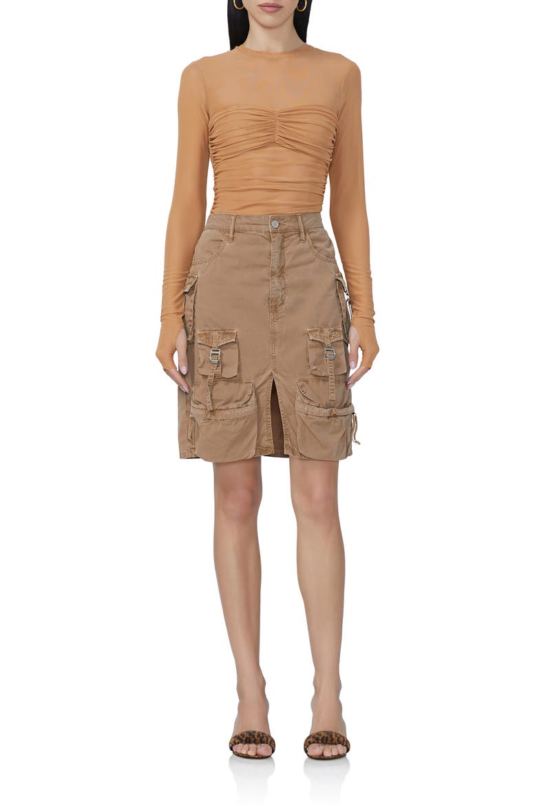 Sandrine Long Sleeve Mesh Top, Alternate, color, CAMEL