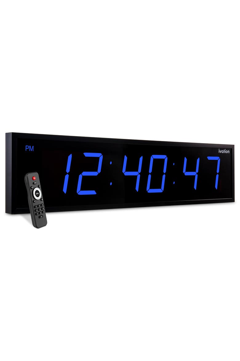 Large Digital Clock, 72 Led Wall Clock with Stopwatch, Alarms, Timer, Temp & Remote, Main, color, Blue