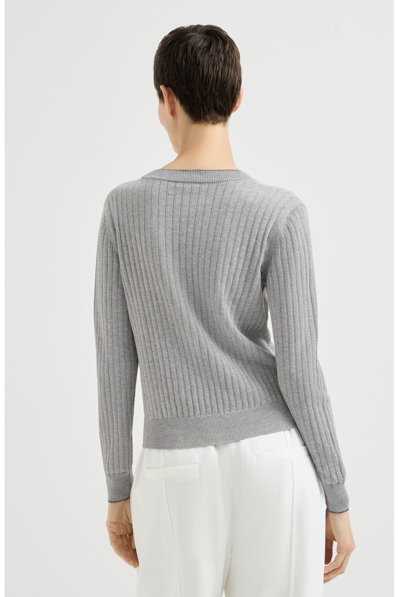 Cotton ribbed sweater with logo, Alternate, color, Grey