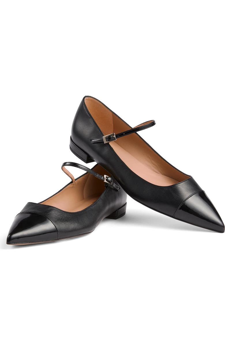 LK Bennett Monty Pointed Cap Toe Mary Jane Flat, Alternate, color, Bla-Black