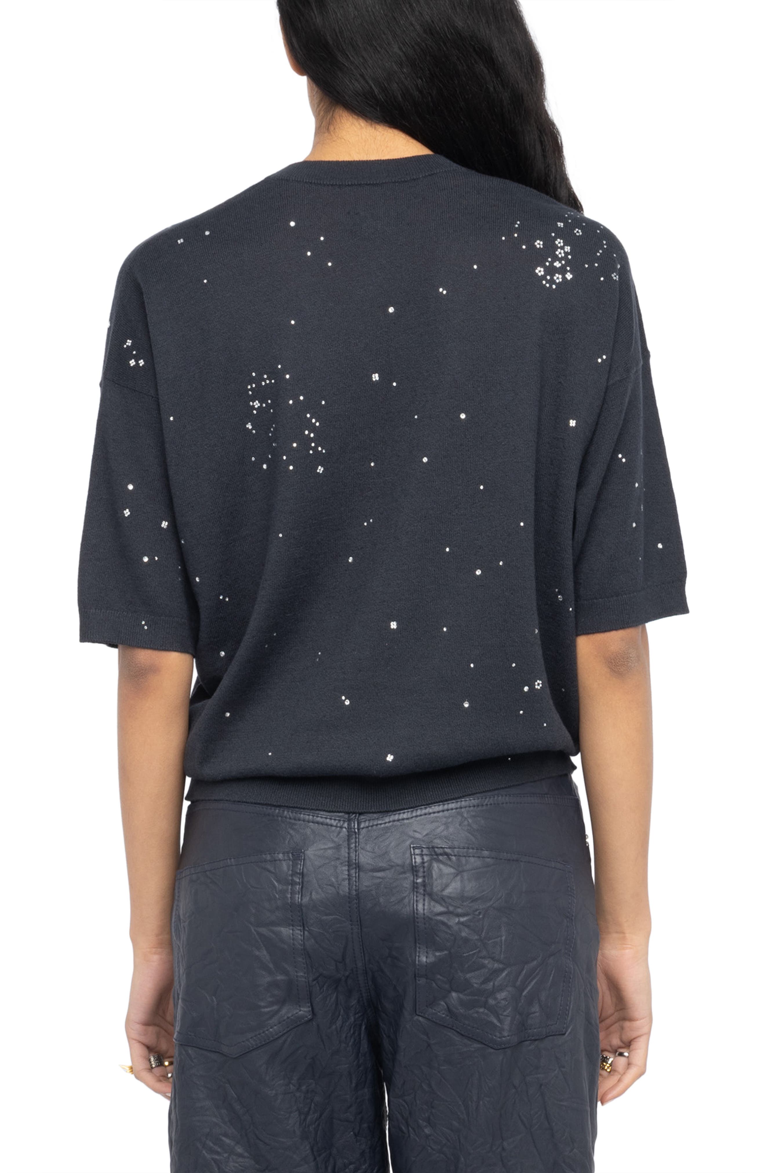 Wully Lico Embellished Linen Blend V-Neck Sweater - image 2