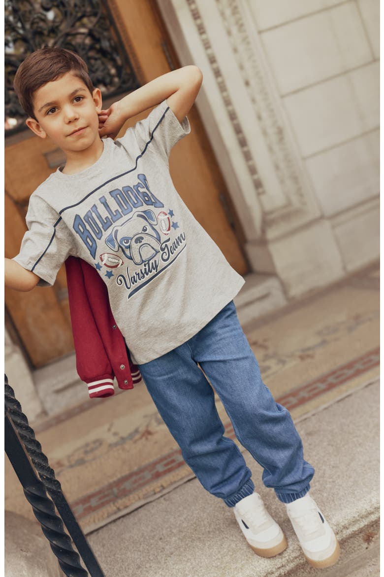 Kids' Bulldog Varsity Team Graphic T-Shirt, Alternate, color, MEDIUM HEATHER GREY