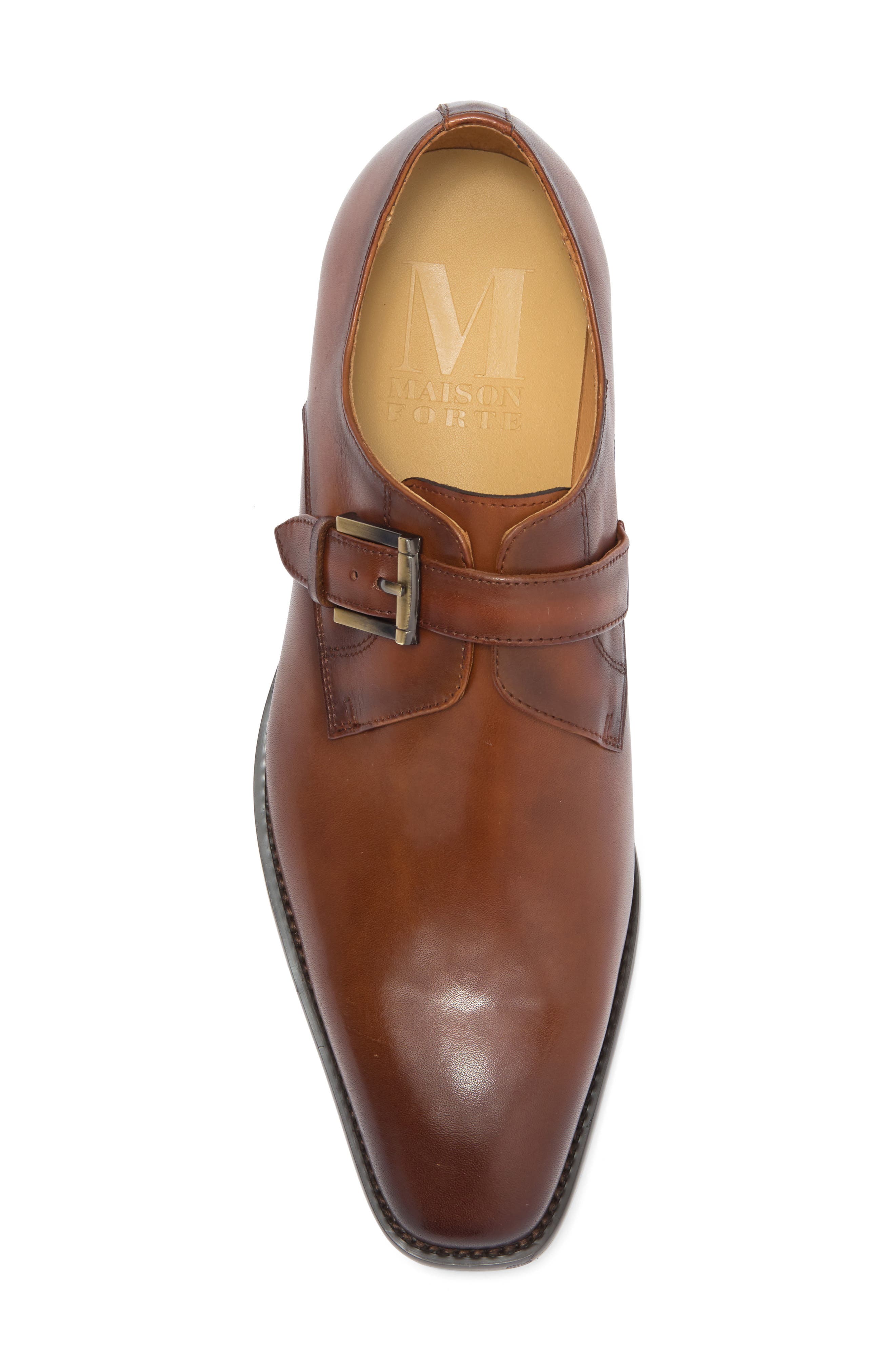 Maison Forte Davos Buckle Strap Leather Loafer, Alternate, color, Cognac