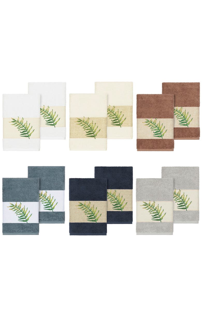 Linum Home Textiles Zoe Embellished Hand Towel - Set of 2 - White, Alternate, color, White