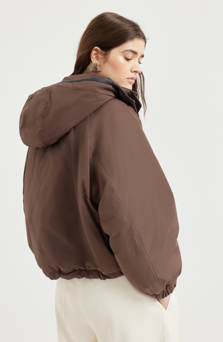 Brunello Cucinelli Crop down jacket with monili, Alternate, color, Pine Cone Brown