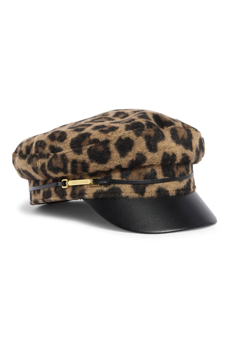 Leopard Print Skipper Cap, Main, color, NATURAL
