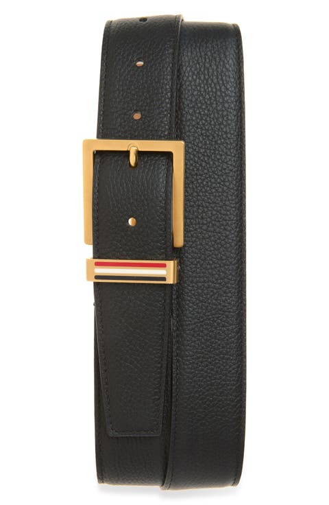 Metal Loop Belt in Soft Pebbled Leather
