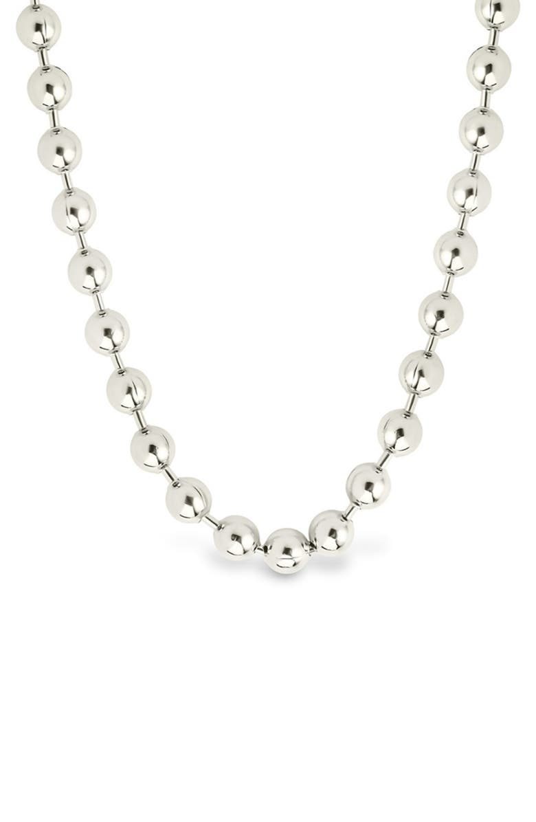 Sterling Forever Destiny Beaded Chain Necklace, Main, color, Silver