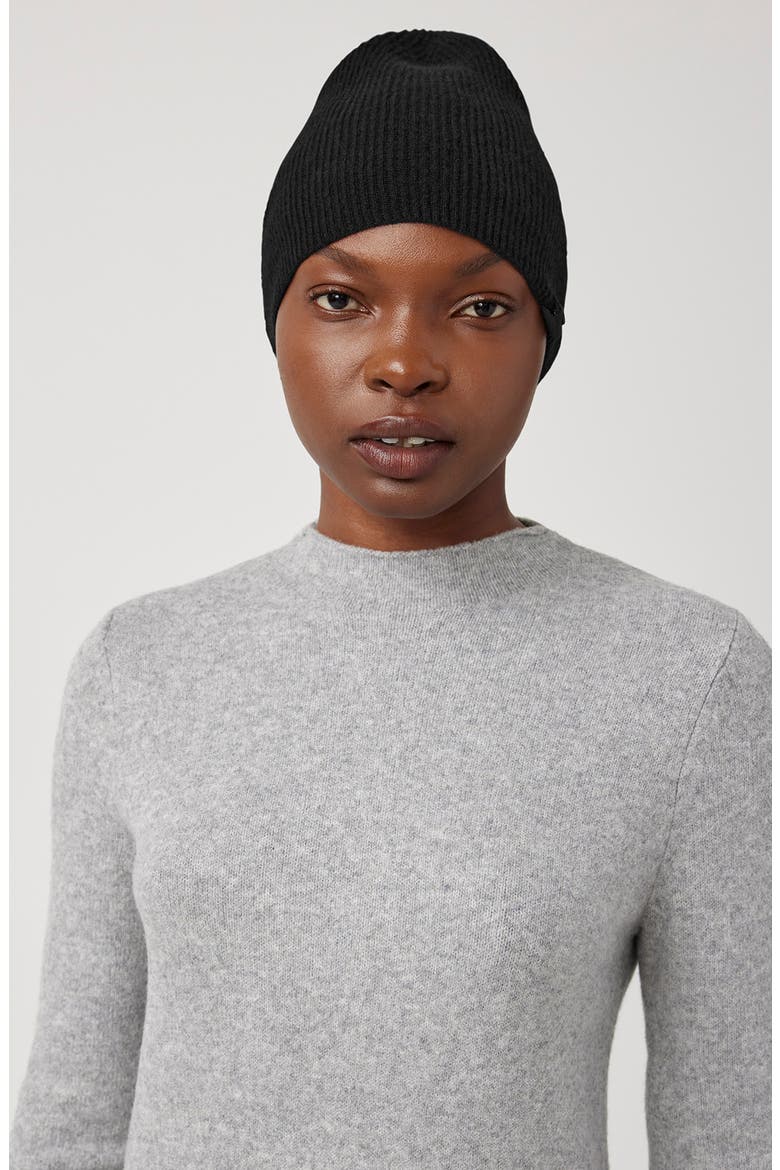 Wool & Cashmere Rib Toque Beanie, Alternate, color, BLACK