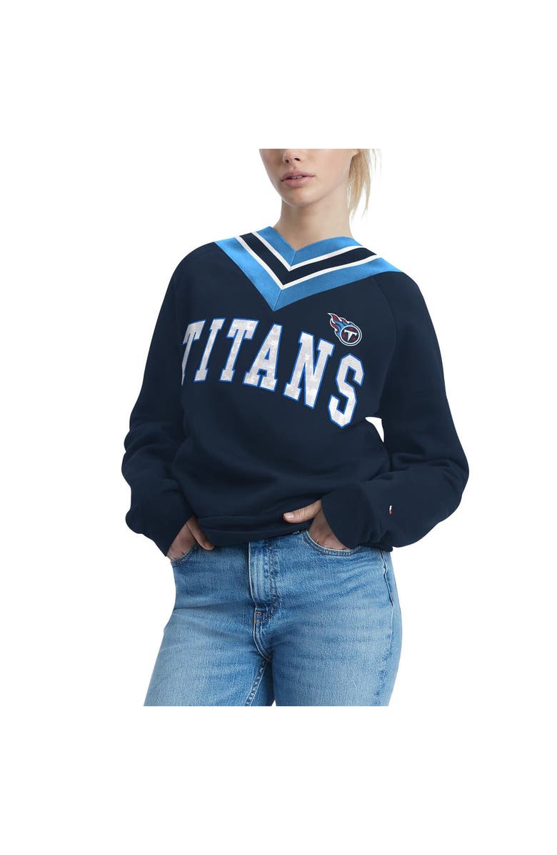 Tommy Hilfiger Women's Tommy Hilfiger Navy Tennessee Titans Heidi V-Neck Pullover Sweatshirt, Alternate, color, 