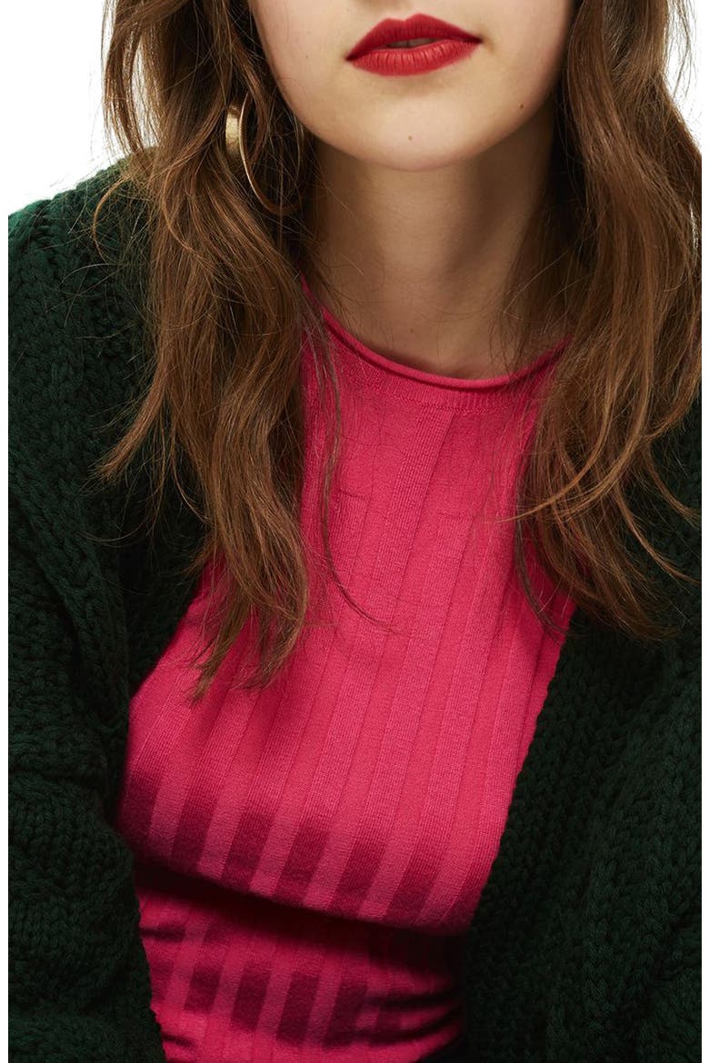 Long Open Front Cardi, Alternate, color, DARK GREEN