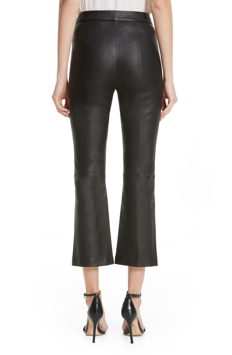 St. John Collection Stretch Nappa Leather Crop Pants, Alternate, color, 
