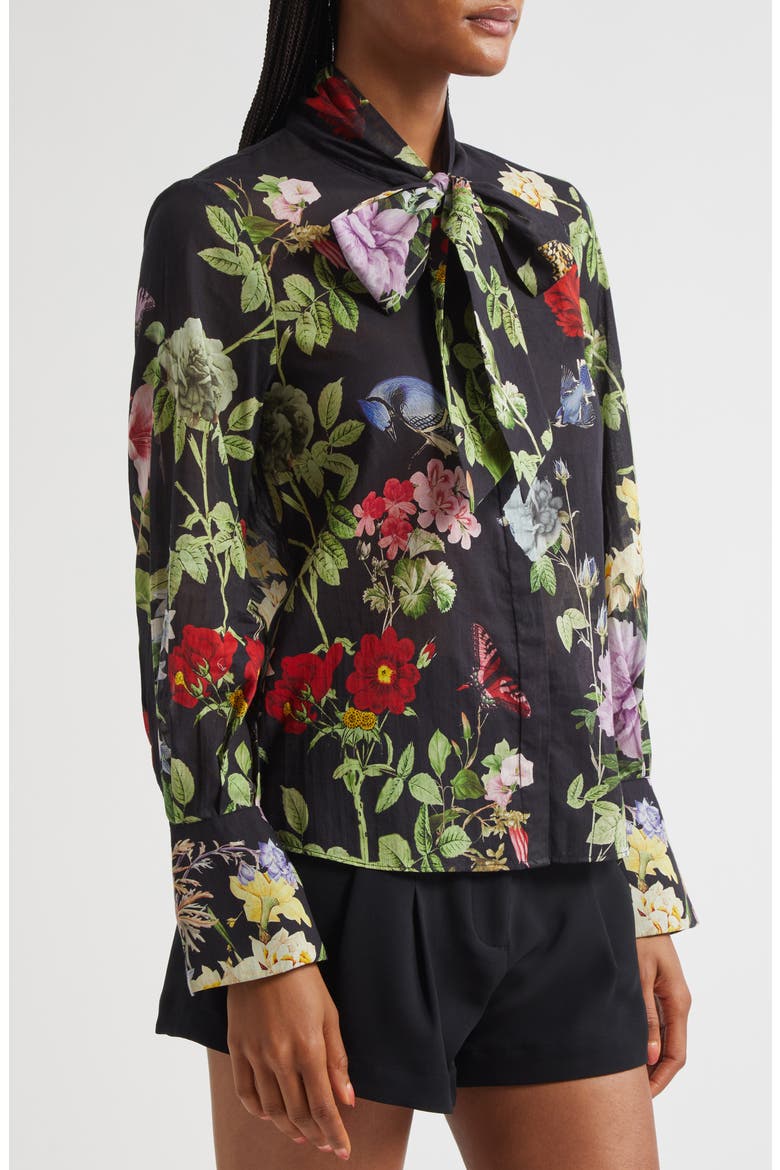 Lloyd Floral Print Tie Neck Top, Alternate, color, VENUS FLORAL