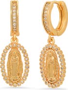 STEELTIME 18K Gold Plated Crystal Drop Hoop Earrings