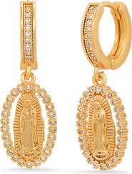 STEELTIME 18K Gold Plated Crystal Drop Hoop Earrings