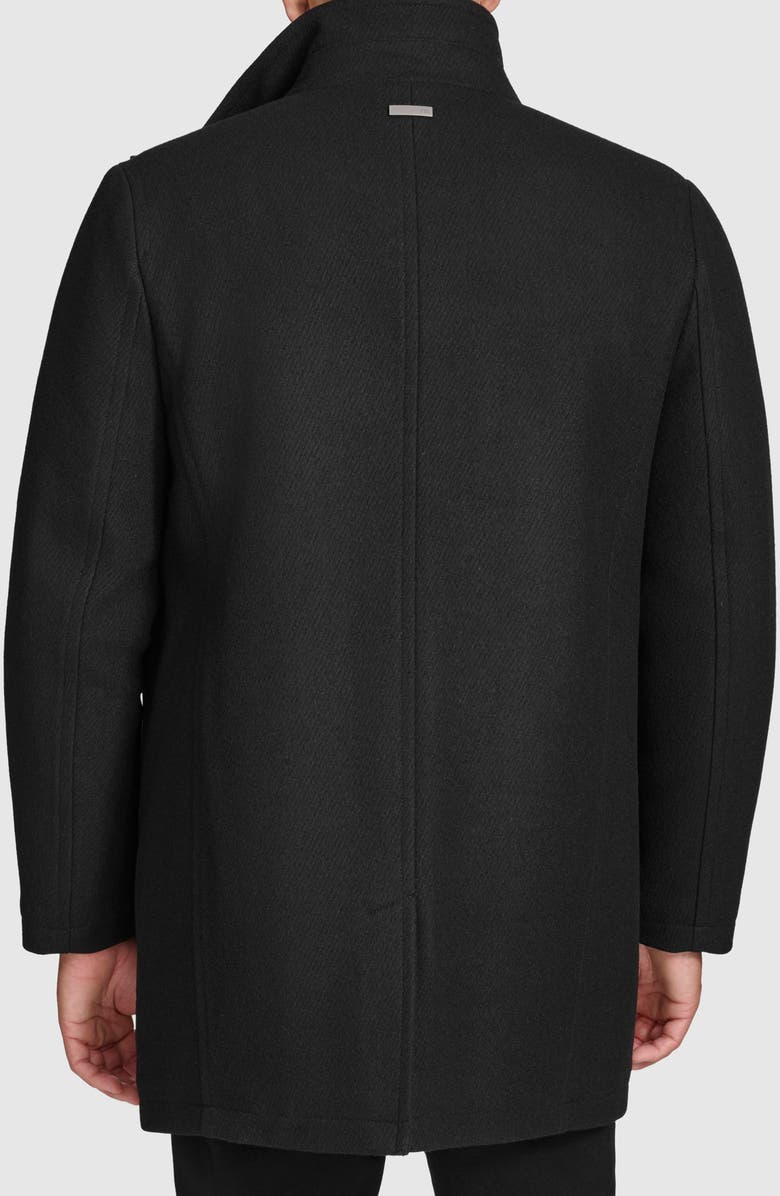 Andrew Marc Wool Blend Twill Car Coat, Alternate, color, Black