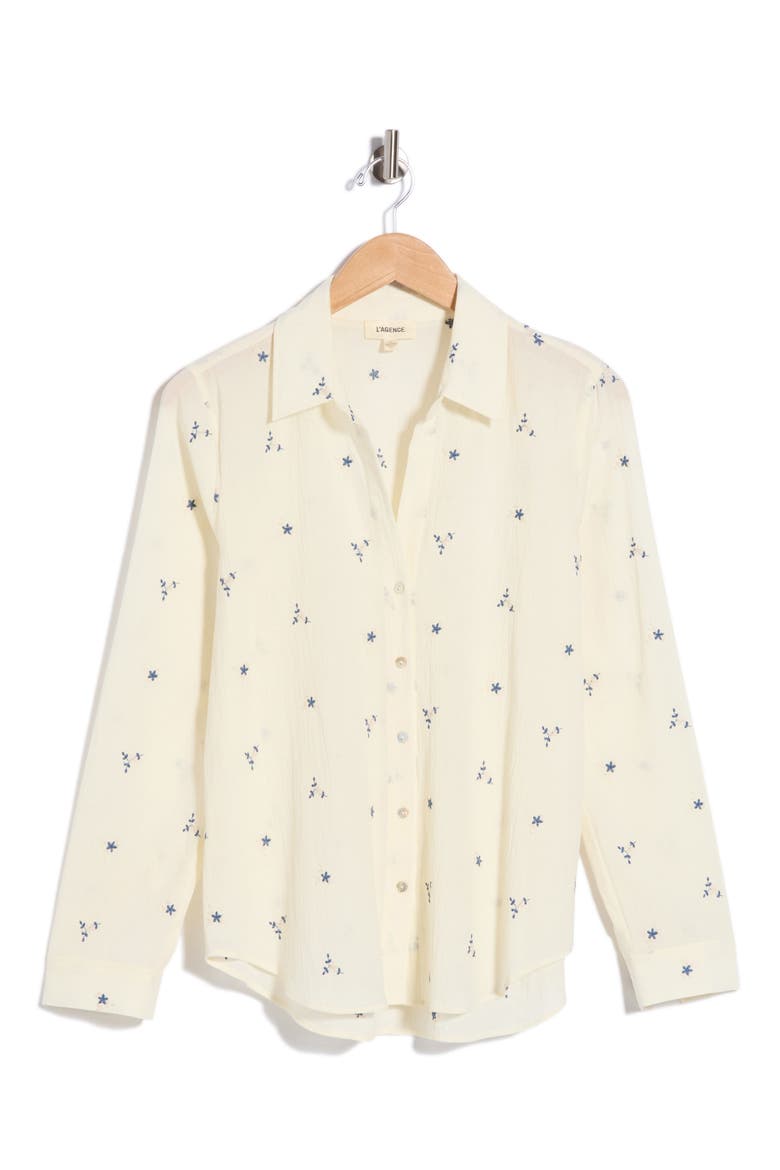 Laurent Embroidered Shirt, Alternate, color, ECRU/ BLUE MULTI FLOWER EMB