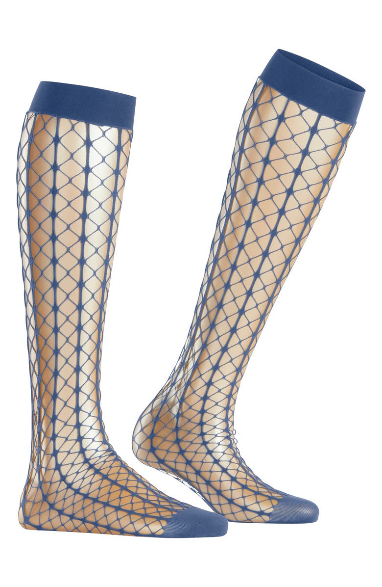 Falke Paradise Net Knee High Socks, Main, color, Smoky Blue