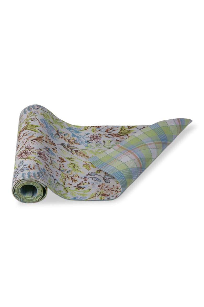 Meadow Runner Reversible Floral and Plaid Table Decor, Alternate, color, Blue