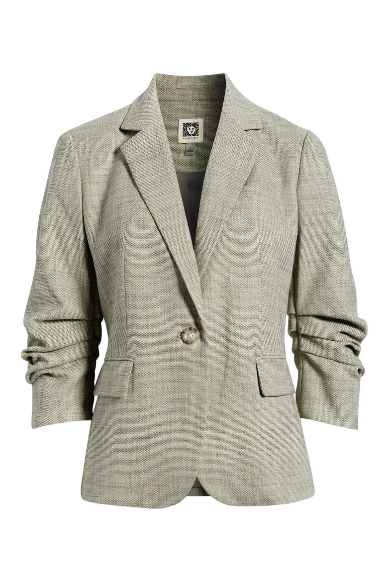 Scrunch Sleeve One-Button Blazer, Alternate, color, BAY LEAF MULTI